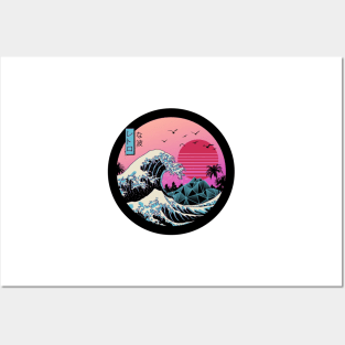 Retro New Wave The Great Wave off Kanagawa Posters and Art